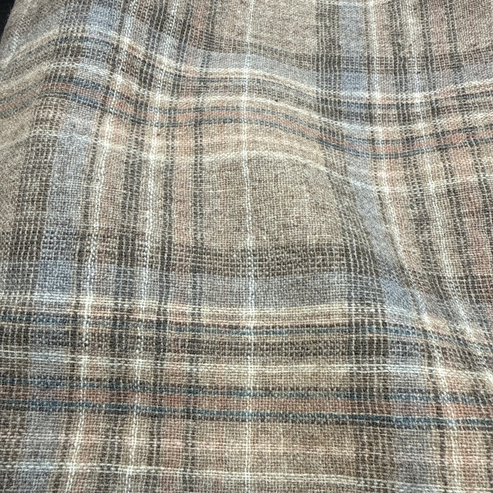 Vintage Wool Fabric Brown Blue Plaid  2 Yards (x 61"Wide) + 1 Yard